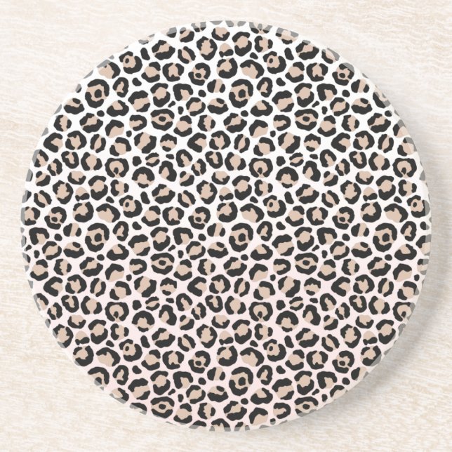Posavasos Impresión de leopardo negro rosa de Rubor (Frente)