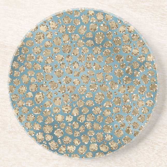 Posavasos Impresión de leopardo verde verde verde verde azul (Frente)