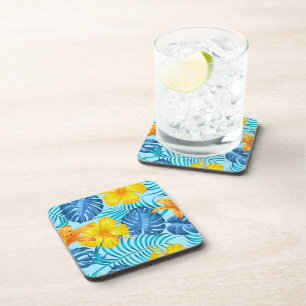 Posavasos Impresión de palmas tropicales de escoria plástica