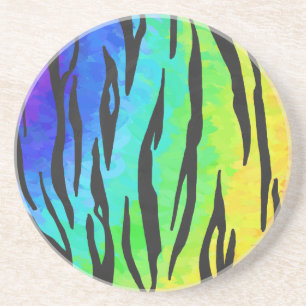 Posavasos Impresión de tigre negro y arcoiris
