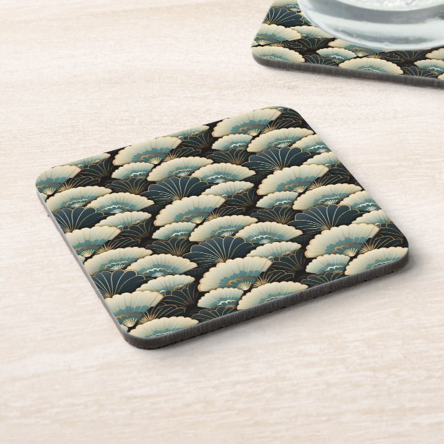 Posavasos Impresión de ventilador Verde azulado de crema de  (Lado Izquierdo)