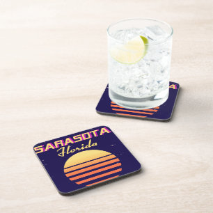 Posavasos Impresión de viaje vintage de Sarasota Florida año