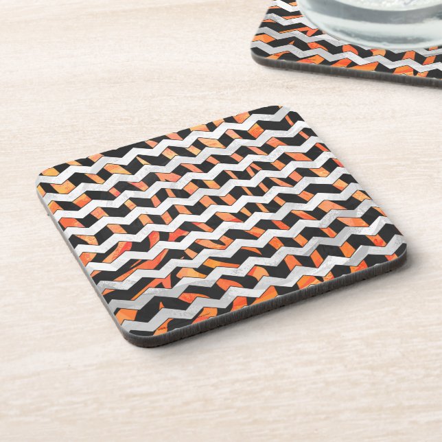 Posavasos Impresión en negro y Naranja de cebra (Lado Izquierdo)