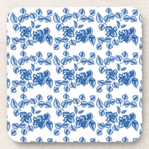 Posavasos Impresión floral azul Delft-LIke