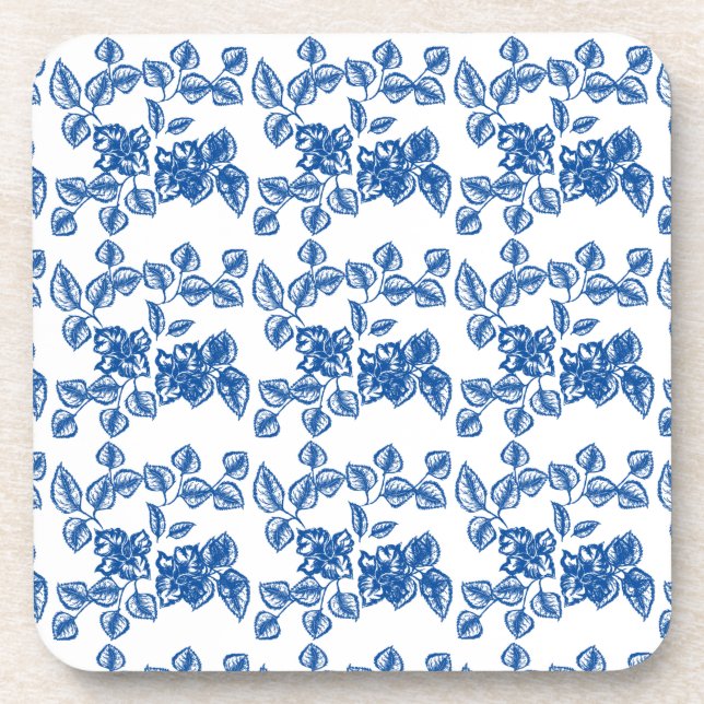 Posavasos Impresión floral azul Delft-LIke (Frente)