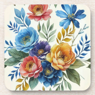 Posavasos Impresión floral de acuarela de primavera