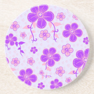 Posavasos Impresión floral de bonito morado y rosa en lavand