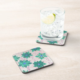 Posavasos Impresión floral verde festiva de menta