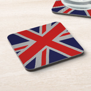 Posavasos Impresión moderna de Union Jack on Carbon Fiber St
