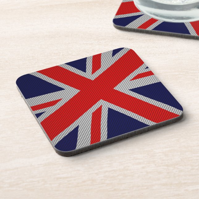 Posavasos Impresión moderna de Union Jack on Carbon Fiber St (Lado Izquierdo)