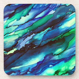 Posavasos Impresionante pintura azul de tinta de alcohol