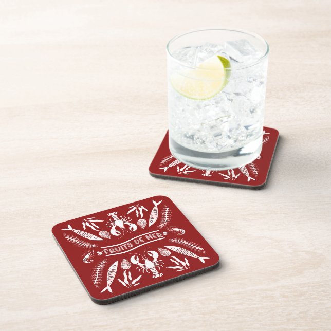 Posavasos Impresiones de estilo Art Deco de marisco (Lado Derecho)