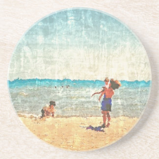 Posavasos Impresionista Escenario De La Playa De La Montaña