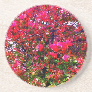 Posavasos Impresionista rosa otoño deja árboles