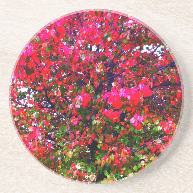 Posavasos Impresionista rosa otoño deja árboles (Frente)