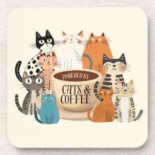 Posavasos Impulsado por gatos y café