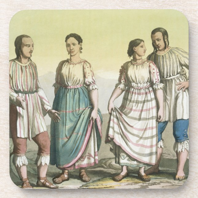 Posavasos Indios de Michoacan en el traje tradicional, (Frente)