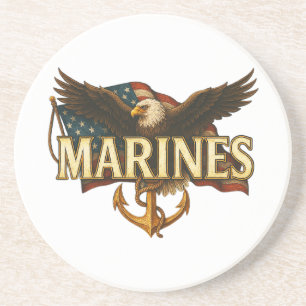 Posavasos Infantes de marina con águila y bandera