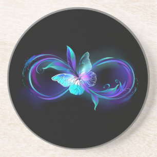 Posavasos Infinito brillante con mariposa mágica