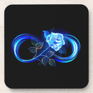 Posavasos Infinito brillante con rosa azul