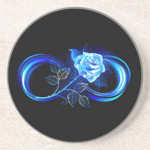 Posavasos Infinito brillante con rosa azul