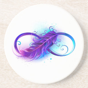 Posavasos Infinito con plumas púrpura