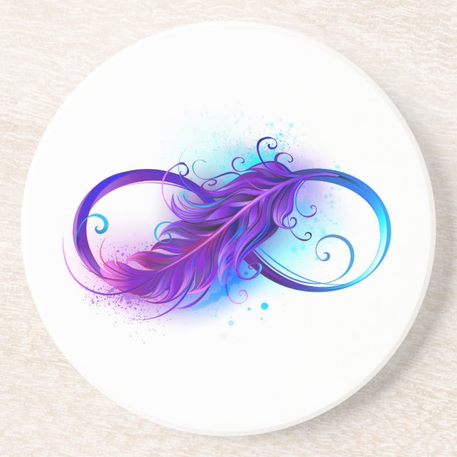 Posavasos Infinito con plumas púrpura (Frente)