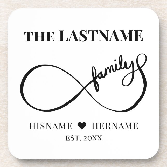 Posavasos Infinity Personalized Family Name and Est. Fecha (Frente)
