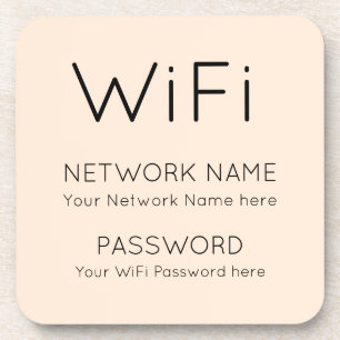 Posavasos Información WiFi simple Crema tipográfica negra
