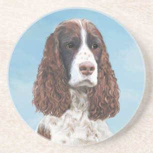 Posavasos Inglés Springer Spaniel Pintura Original Perro Art