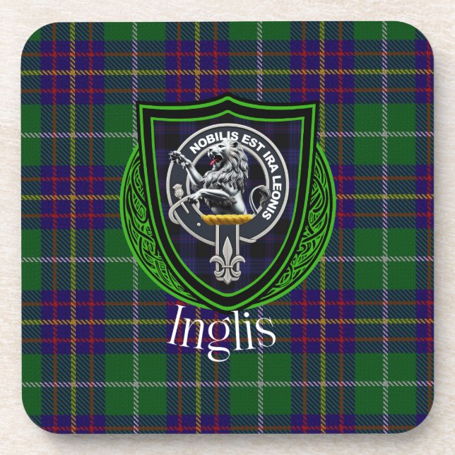 Posavasos Inglis Scottish Clan Tartan & Crest (Frente)