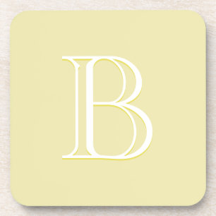 Posavasos Inicial Monograma Personalizada Amarillo Claro