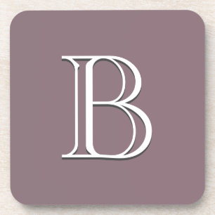 Posavasos Inicial Monogramada Personalizada Moderno Morado y