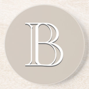 Posavasos Inicial Monogramada Personalizada Neutra Marrón Cl