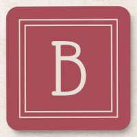 Inicial monogramática moderna en rojo carmesí y bl