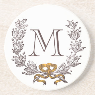 Posavasos Inicial personalizada guirnalda del monograma del