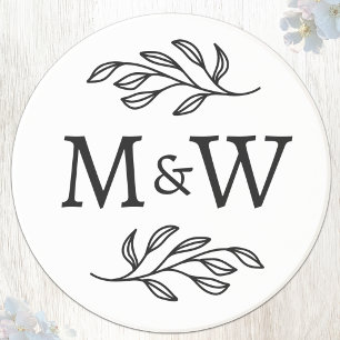 Posavasos Iniciales de monograma de pareja de boda botánico 
