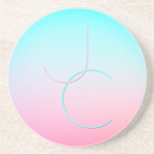 Posavasos Iniciales de superposición de 2 modernas Rosa tu
