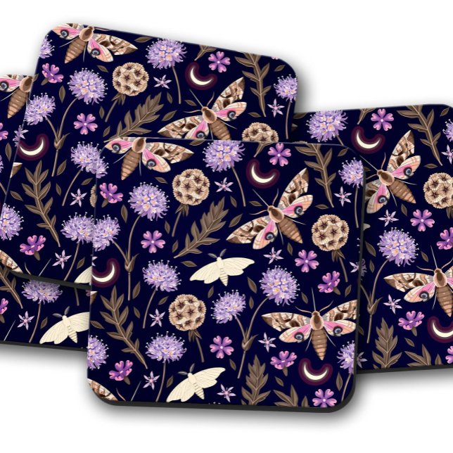 Posavasos Insectos de flores moradas de polilla | Elegante M (Subido por el creador)