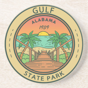 Posavasos Insignia circular del Parque Estatal Gulf State Al