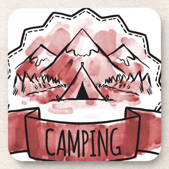 Posavasos Insígnia de camping de acuarela (Frente)
