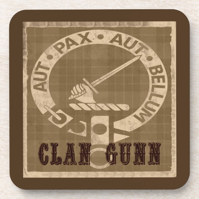Posavasos Insignia de clan Gunn Escudo - Sepia (Frente)