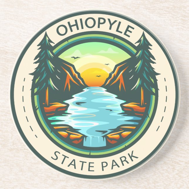 Posavasos Insignia del Parque Estatal Ohiopyle Pennsylvania (Frente)