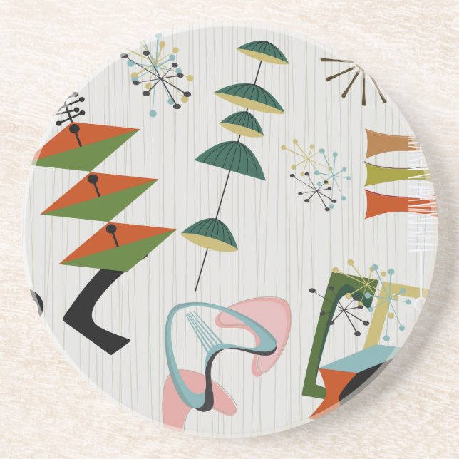 Posavasos Inspiración atómica de la era retro-ámeda (Frente)