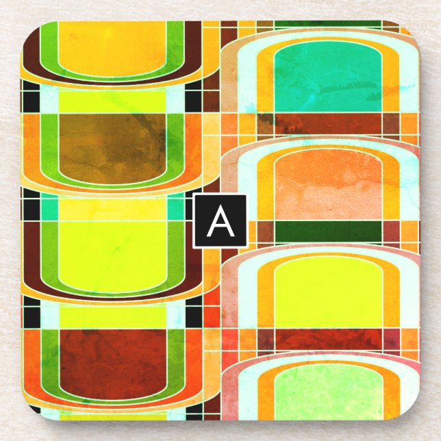 Posavasos Inspirado en el colorido Funky Retro (Frente)