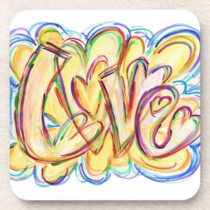 Posavasos Inspiradora palabra amor corazón montaña rusa