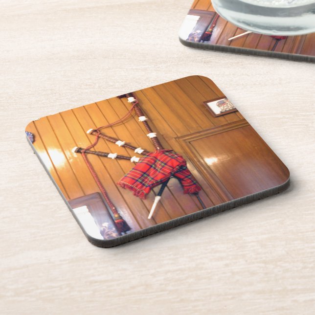 Posavasos Instrumento musical escocés Bagpipe Tartan Plaid (Lado Izquierdo)