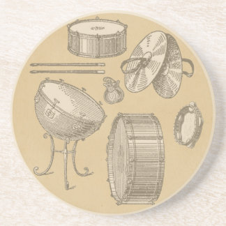 Posavasos Instrumentoes de percusión del vintage en mirada