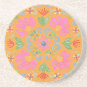 Posavasos Intrincado Detallado Vibrante Floral Verano