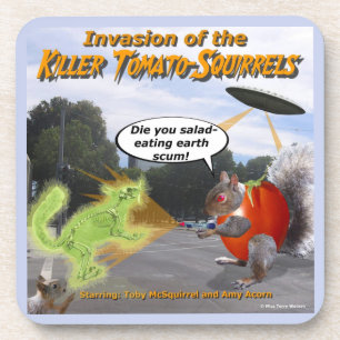 Posavasos Invasión de las ardillas asesinas de tomate